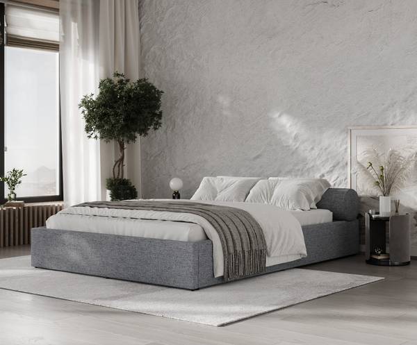 Polsterbett SOLVO mit Stauraum Neve Dunkelgrau - Liegefläche Breite: 180 cm