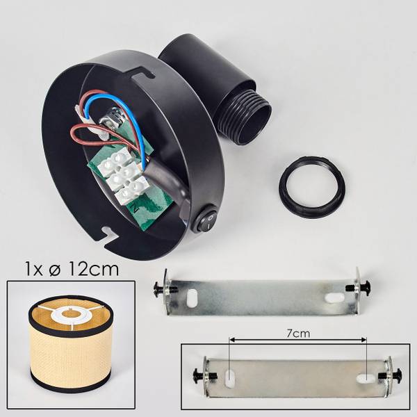 Wandleuchte Tamarispa Beige - Schwarz - Metall - 13 x 12 x 13 cm