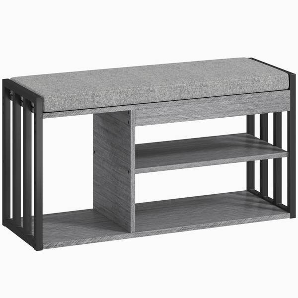 Schuhbank 837-608V90GY Grau - Polyester - 30 x 46 x 86 cm