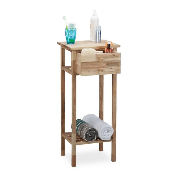 Beistelltisch Walnuss mit Schublade Braun - Walnuss - 35 x 80 x 30 cm