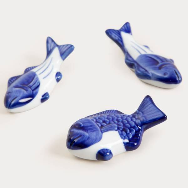 Essstäbchenablagen KIOTO 4er-Set Blau - Stein - 4 x 1 x 7 cm