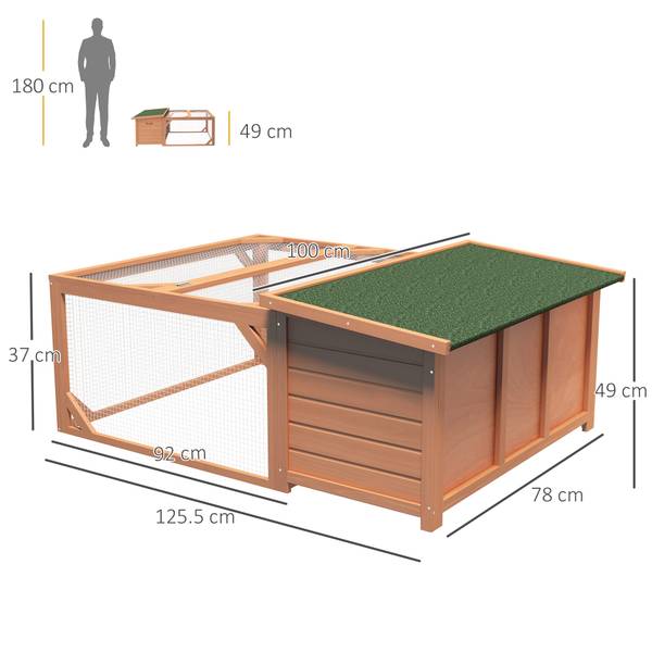 Kaninchenstall BB7115 Orange - Massivholz - 55 x 23 x 108 cm