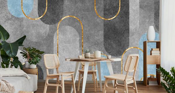 Vlies-Fotobehang ABSTRACTIE Glamour blauw - 300 x 210 x 210 cm