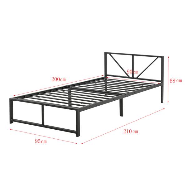 Bed Meran zwart - metaal - 95 x 68 x 210 cm