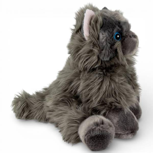 Kuscheltier Perserkatze Grau - Kunstfell - 15 x 25 x 20 cm