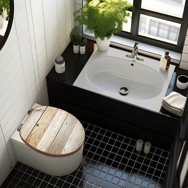 WC-Sitz mit Absenkautomatik Graues Holz Braun - Bambus - Holzwerkstoff - 38 x 5 x 49 cm