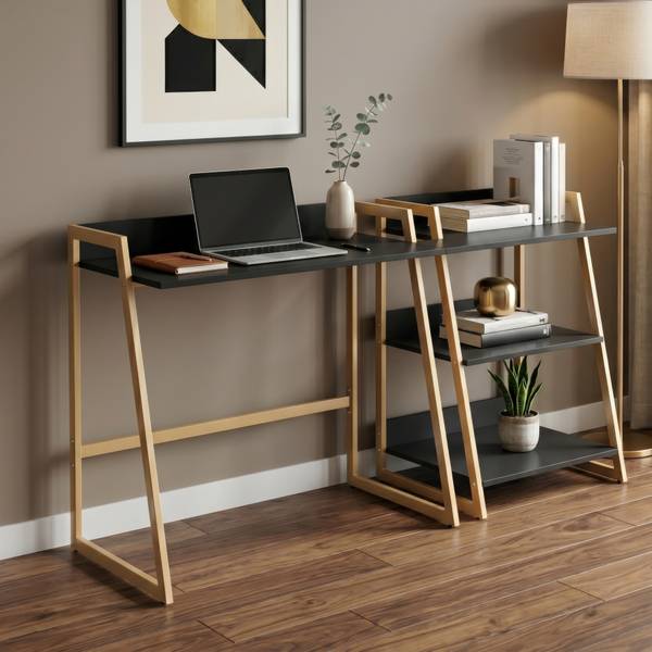 Schreibtisch Kuomi Beige - Grau - Stahl - 73 x 84 x 47 cm