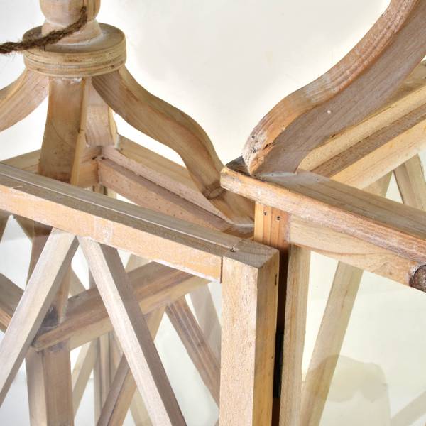 Laternen LOKKE 2-er Set Beige - Massivholz - 27 x 70 x 27 cm