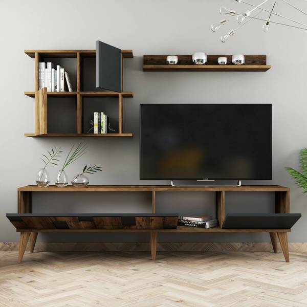 Meuble TV Dora Marron - Bois manufacturé - 180 x 49 x 34 cm