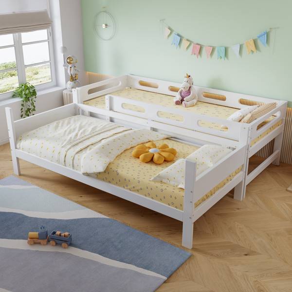 Stapelbed LucyAttic Ⅰ wit - grenenhout - 95 x 146 x 204 cm