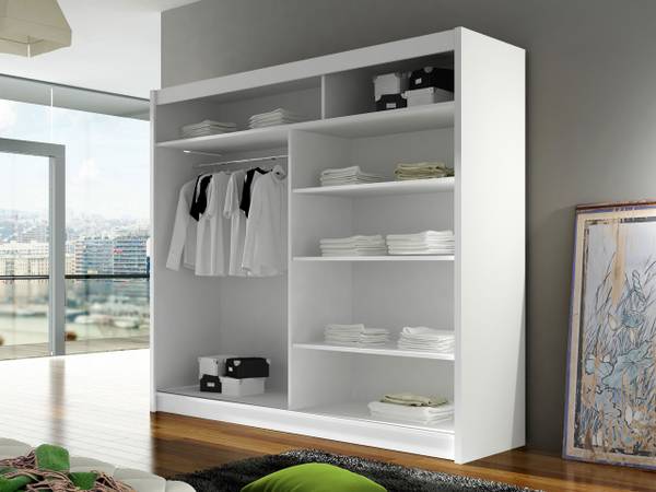 Kleiderschrank London XI mit LED Schwarz - Weiß