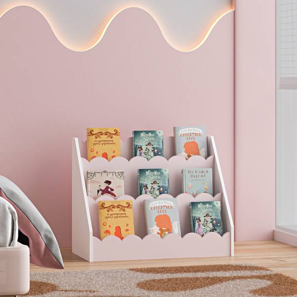 Étagère pour enfant Vestnes Rose foncé - Blanc - Bois manufacturé - 61 x 48 x 30 cm