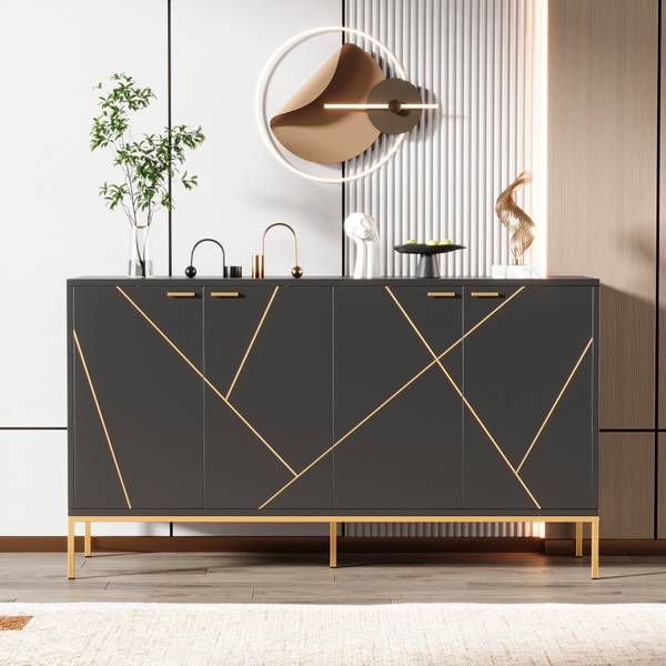 Sideboard Maus Schwarz - Holzwerkstoff - Metall - 150 x 80 x 40 cm