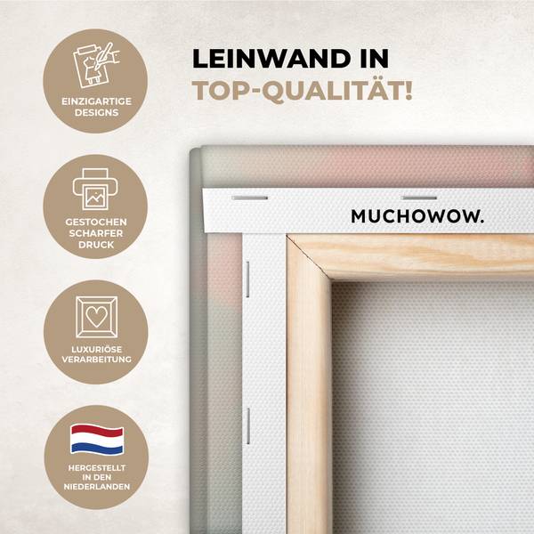 LEINWANDBILD Rotkehlchen Pink - Baumwollstoff - 120 x 80 x 2 cm