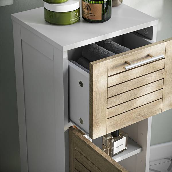 Midischrank Looma 57484 Braun - Weiß - Holzwerkstoff - 35 x 80 x 30 cm