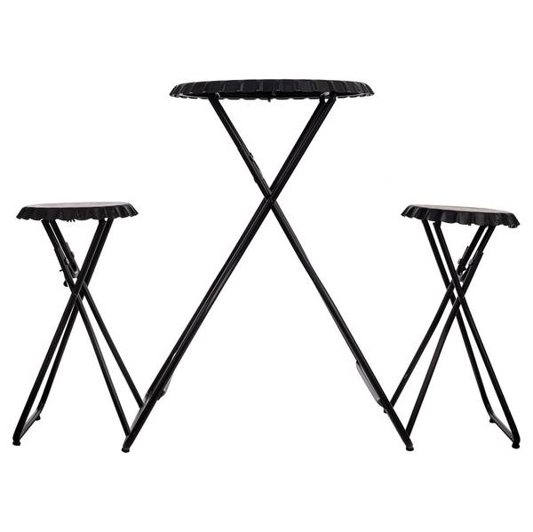 Tisch mit Hocker Jardin Mueble 3-tlg. Schwarz - Metall - 148 x 60 x 102 cm