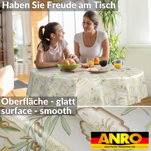 Wachstuchtischdecke Landhaus Oliven 120 x 120 cm