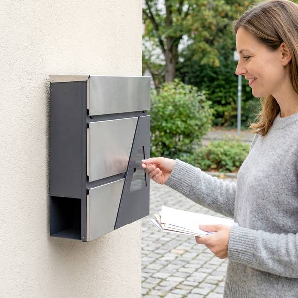 Briefkasten B80-019V00CG Grau - Metall - 10 x 37 x 37 cm