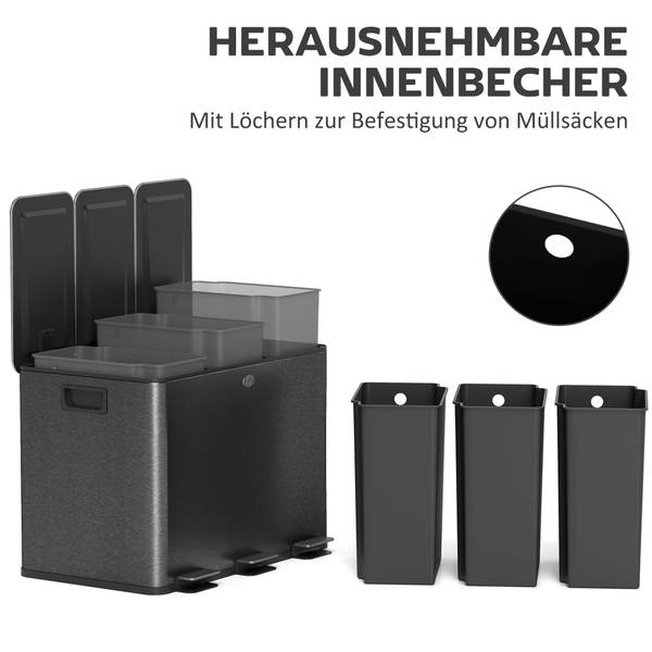 Küchenabfalleimer 851-034V02BK Schwarz - Höhe: 57 cm
