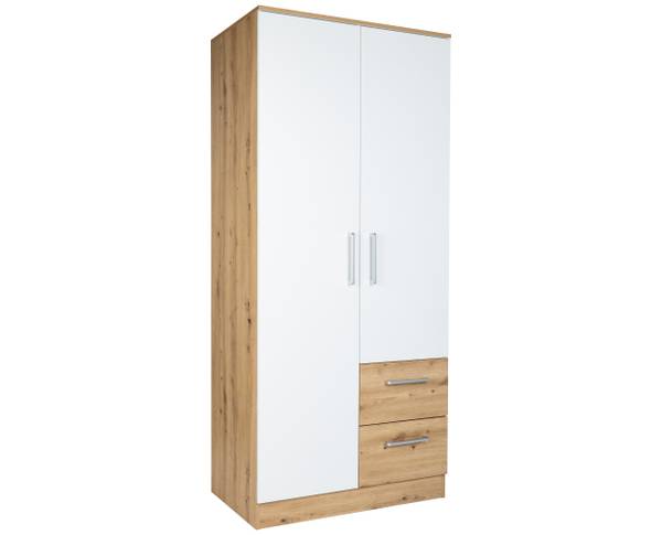 Kleiderschrank Kent 20 AOW Braun - Weiß - Holzverbundwerkstoff - 90 x 201 x 54 cm