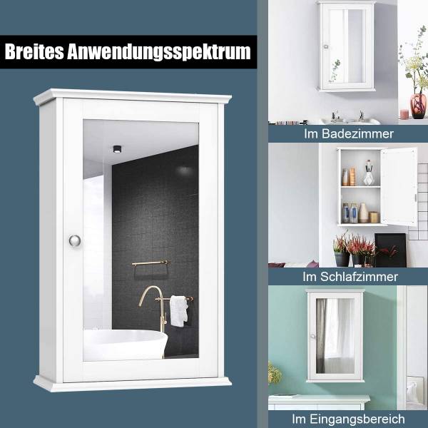 2 Ebenen Badezimmerspiegelschrank Weiß - Holzwerkstoff - 15 x 53 x 34 cm