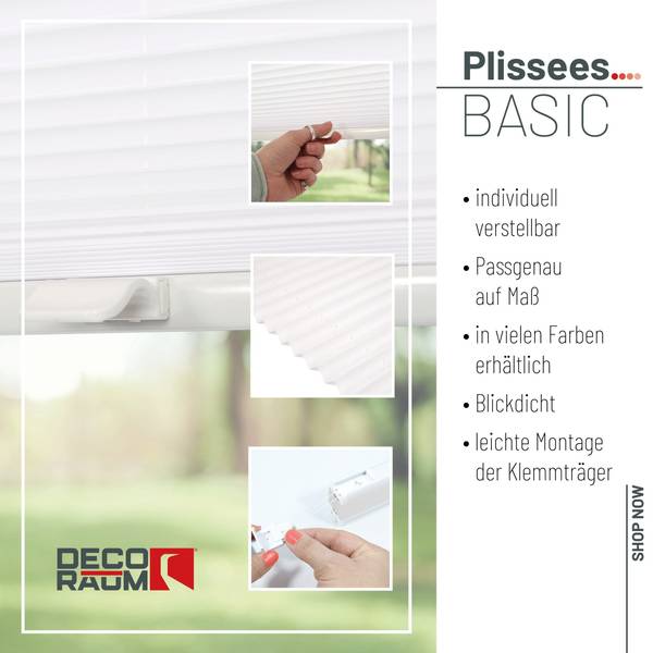 Plissee Basic ohne Bohren Weiß - 115 x 150 cm
