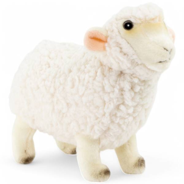Kuscheltier Schaf Lamm Weiß - Kunstfell - 8 x 15 x 21 cm