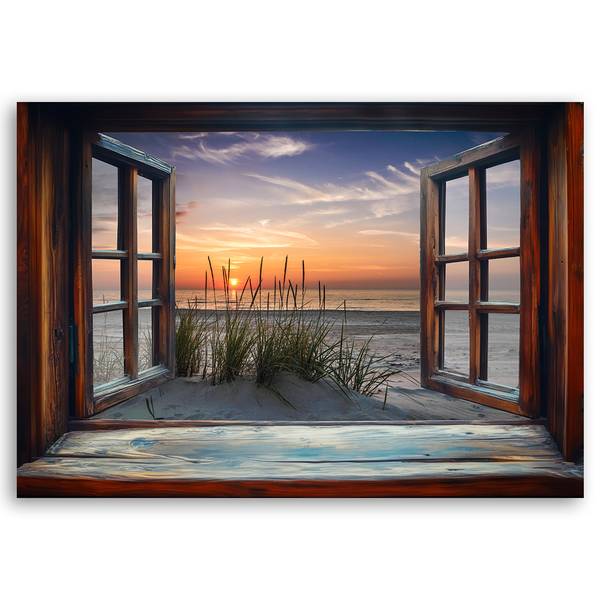 Wandbild blick aus dem fenster meer 90 x 60 cm