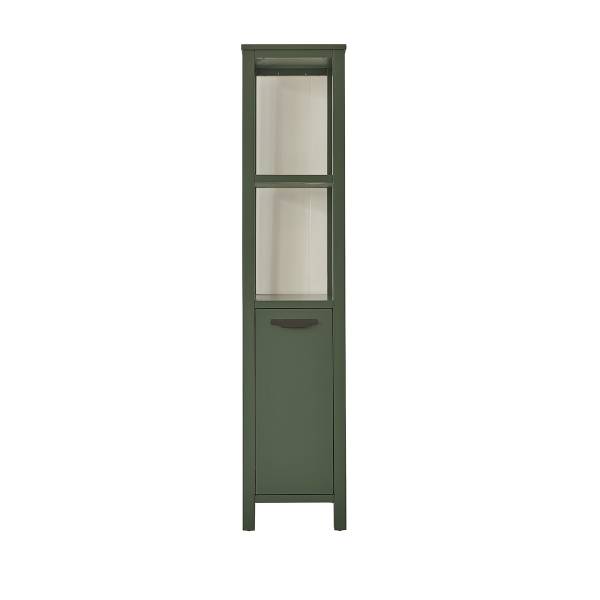 Badezimmer-Hochschrank OLIVIA Grün - Massivholz - 35 x 160 x 35 cm