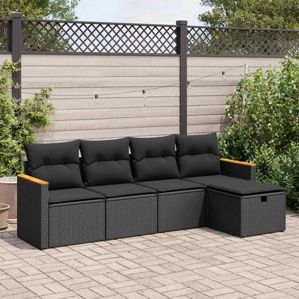 Salon de jardin 3036562-5 (lot de 5) Noir - Acacia - Acier - 62 x 69 x 62 cm