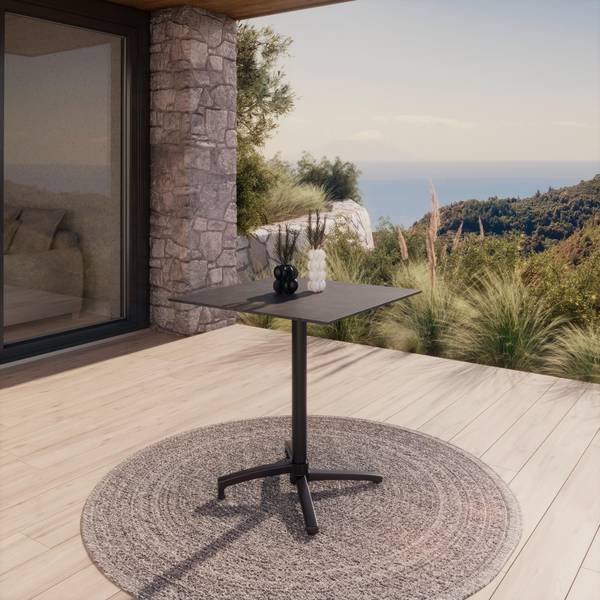 Gartentisch HEINO Grau - Metall - Stein - 70 x 75 x 70 cm