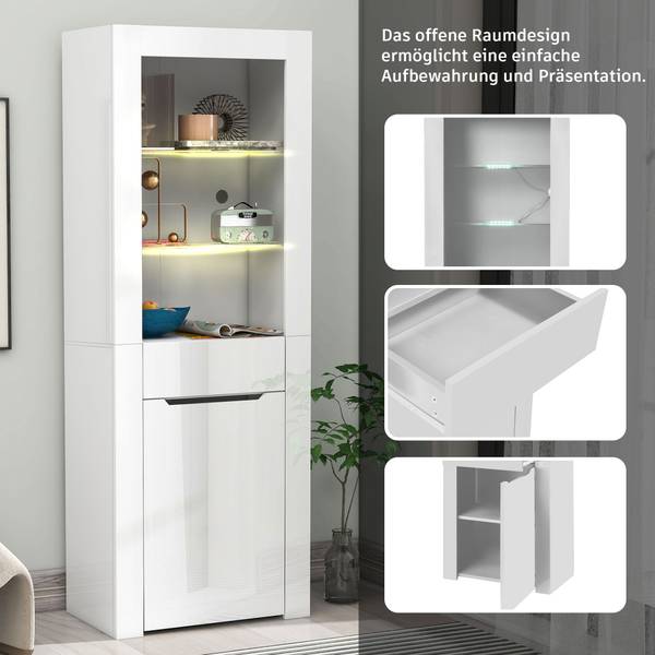Highboard Neptunus Ⅱ Weiß - Stahl - Farbglas - 36 x 165 x 60 cm