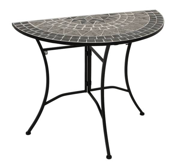 Balkonset SIENA 3-teilig Schwarz - Grau - Webstoff - Stahl - Mosaik - 45 x 75 x 90 cm