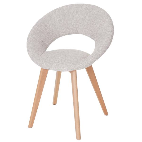 Chaise capitonnée Almada III Beige - Gris - Textile - En partie en bois massif - 60 x 79 x 50 cm