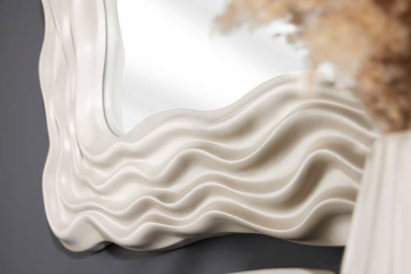 Wandspiegel WAVE Beige - Grau - Paulownia - 90 x 90 x 5 cm