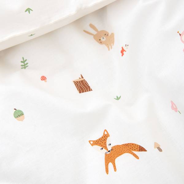 Bettwäsche Set WOODLAND 2 tlg Weiß - Textil - 120 x 1 x 150 cm