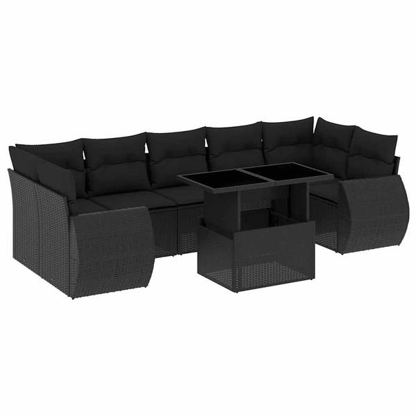 Garten-Lounge-Set 3036843-1 8-teilig Schwarz