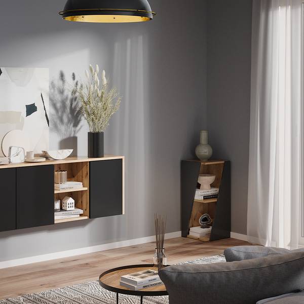 Halfhoge kast Benno 40530 antracietkleurig - eikenhouten look