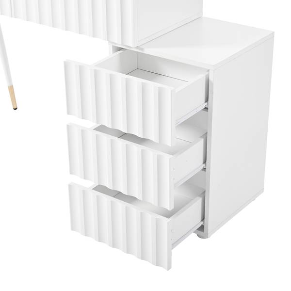 Kaptafel Spiegel WaveGLOW Ⅳ wit - plaatmateriaal op houtbasis - 100 x 127 x 40 cm