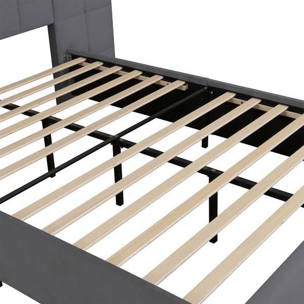 Polsterbett Luzano Grau - Holzwerkstoff - 140 x 110 x 200 cm