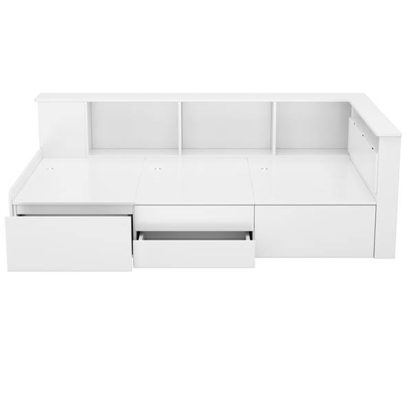 Jugendbett Levi Weiß - Holzwerkstoff - Massivholz - 118 x 66 x 213 cm