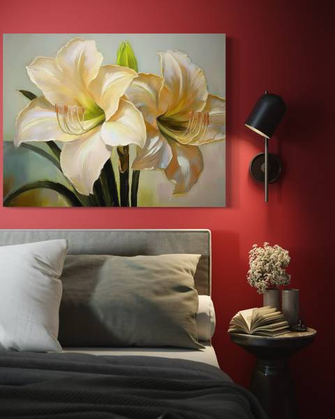 Wandbild blume auf gemalt 90 x 60 cm