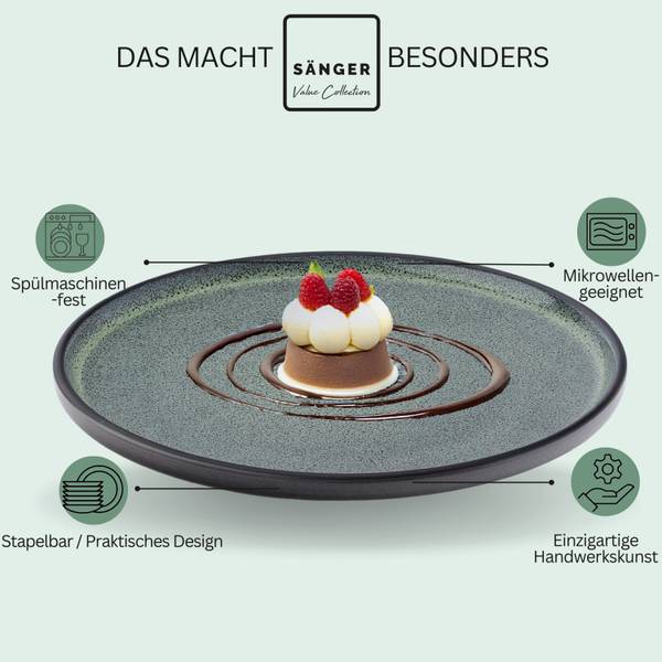 Dessertteller Set Malmö - 6 teilig Grün - Stein - 21 x 2 x 21 cm