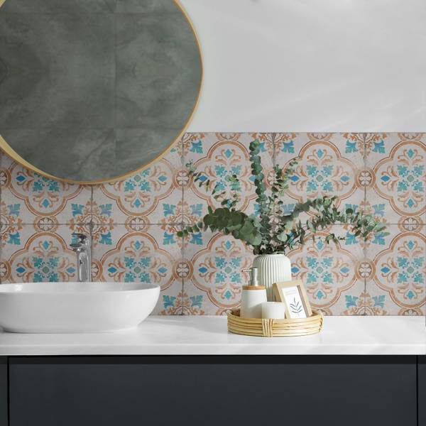 Fliesen Blumen Dekorativ 4er Set 50 x 50 cm