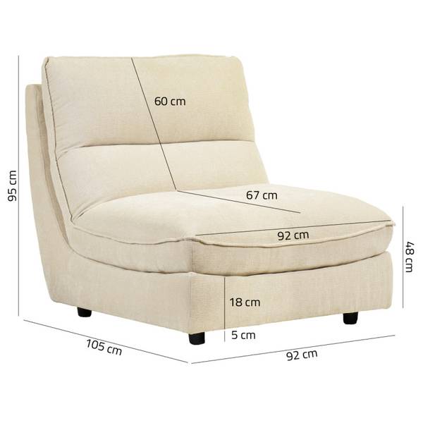 Chauffeuse modulable CHARLES Blanc - Textile - 92 x 95 x 105 cm