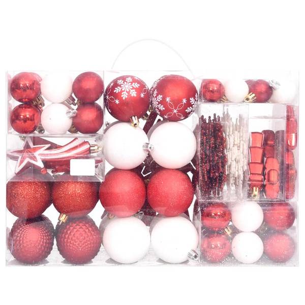 Boules de noël 3028562 (lot de 108) Rot - Weiß - Kunststoff - 1 x 1 x 1 cm