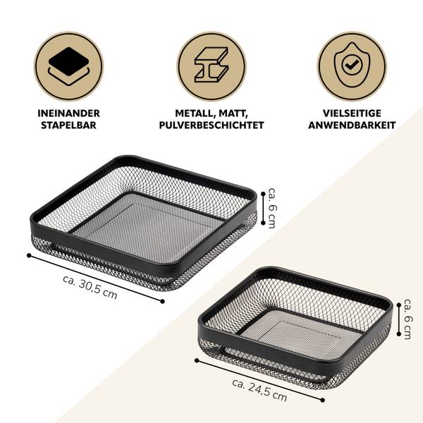 Obstkorb 70435 (2er-Set) Schwarz - Metall - 31 x 6 x 31 cm