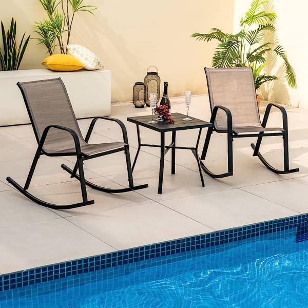 Schaukelstühle atmungsaktiv (2er Set) Braun - Textil - 62 x 86 x 91 cm