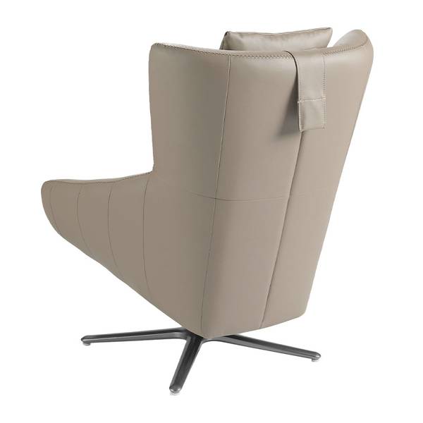 Drehbarer Sessel 5044 Grau - Strukturstoff - Flachgewebe - Kunstleder - Edelstahl - 76 x 100 x 90 cm