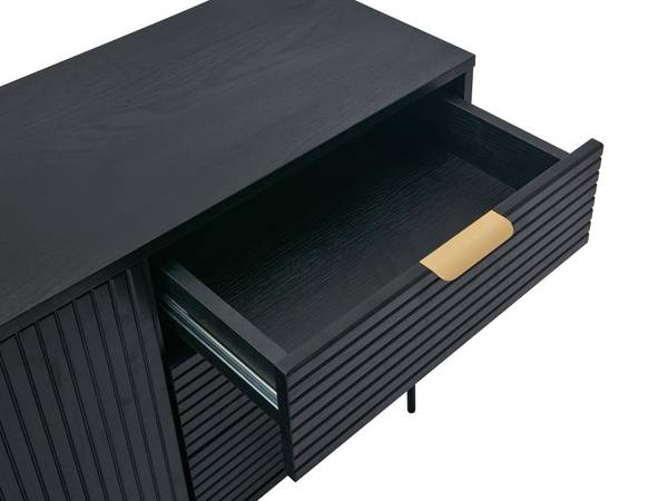 Sideboard SIRIOLA Schwarz - Gold - Holz teilmassiv - 40 x 75 x 160 cm